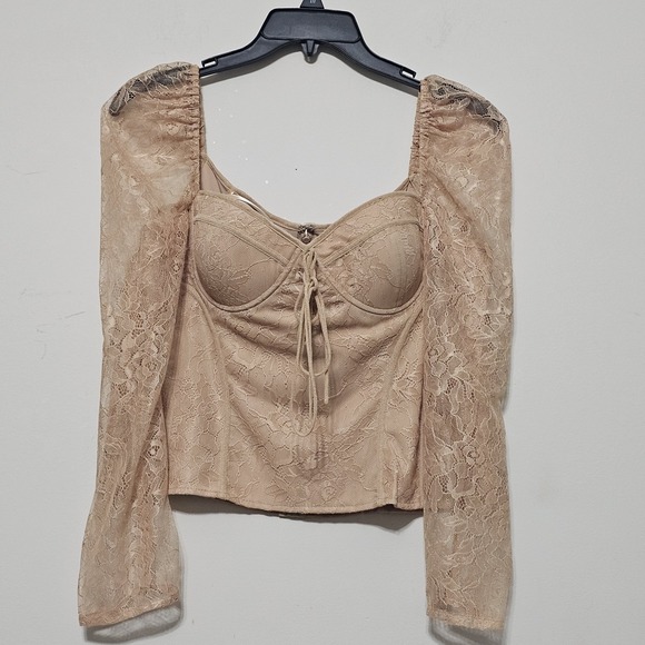 Chelsea & Violet Tops - Chelsea & Violet Women Top Blouse Size  10 Fits Medium Brown Nude Sweetheart New